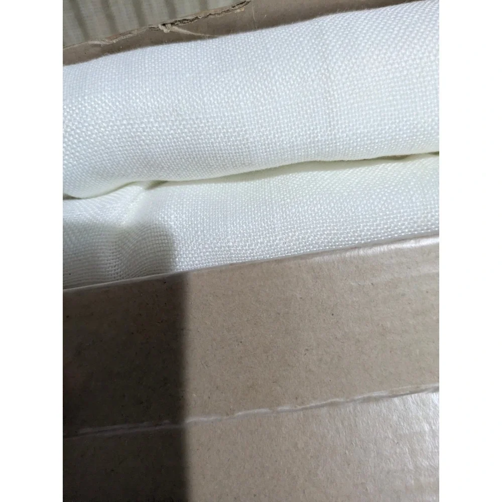 OVZME White Linen Pinch Pleated Curtains 40x72 Set of 2‎ Light Filtering 300gsm